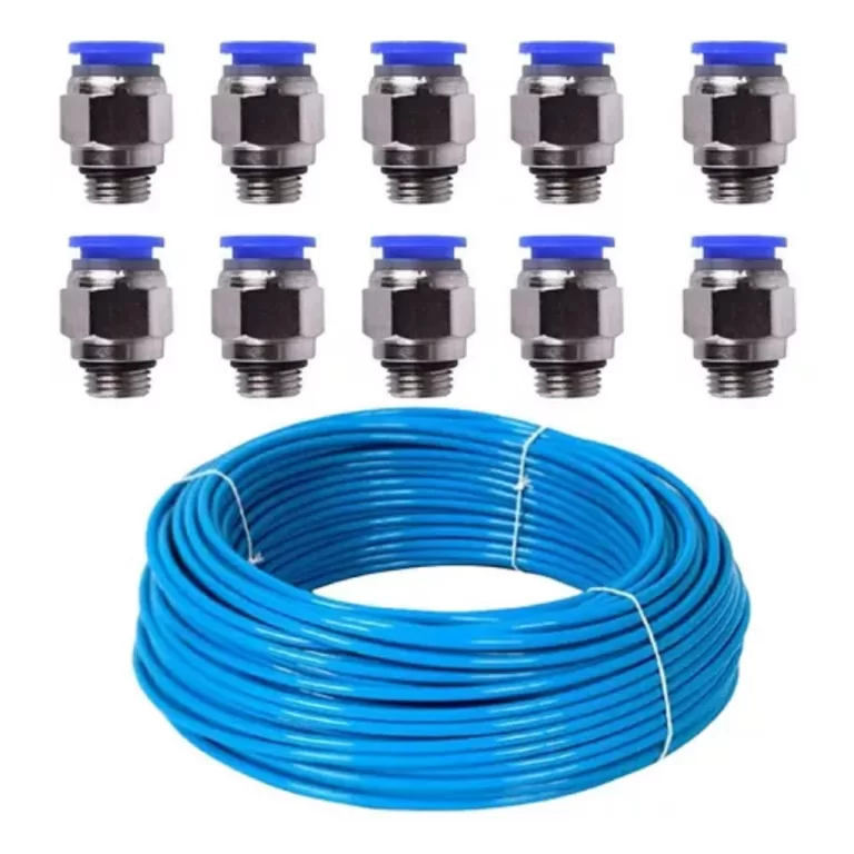 Kit 10 Conexão Pneumática Reta 1/4 x 8 + 10 Mang