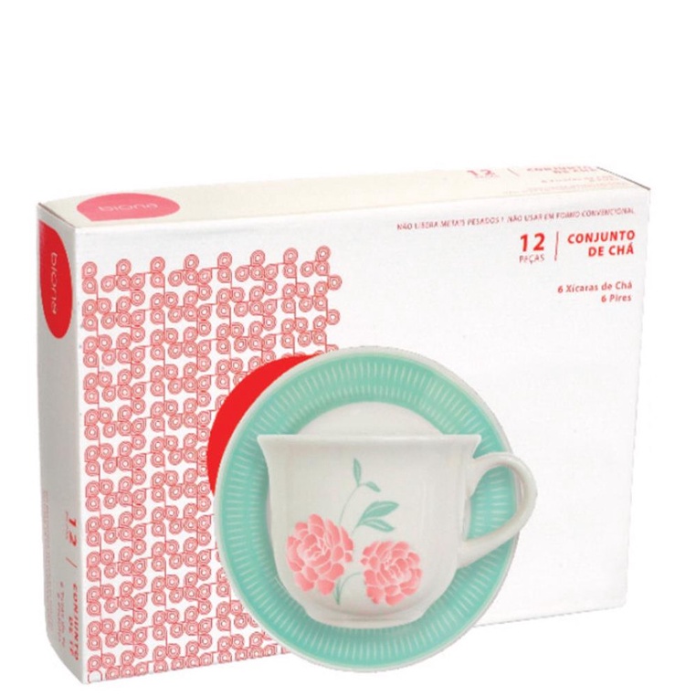 DONNA BLOOM CJ XICARA CHA C/ PIRES 12 PCS