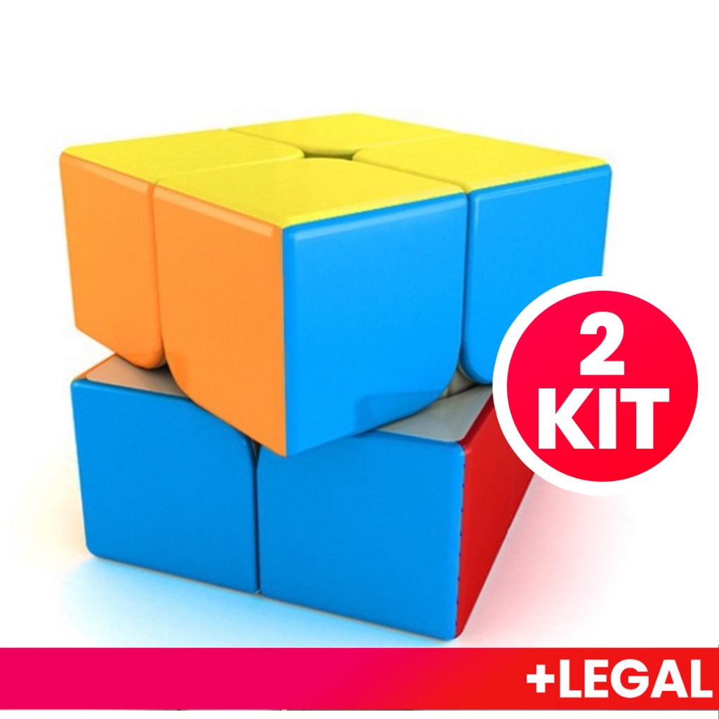 Kit 2 Cubo Mágico De Moyu Rubik 2X2 Cubos 50mm Velocidade Bolso Adesivo Quebra
