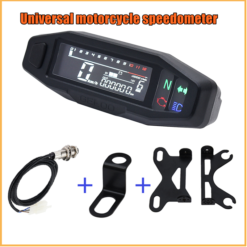 Digital Universal Motocicleta Velocímetro Mini digitais Instrumento odômetro LCD cluster indicador d