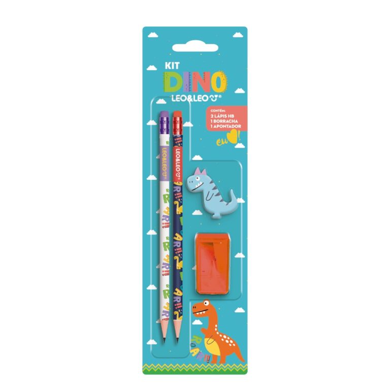 Kit Lápis Hb Dino 4 Itens LeoEleo