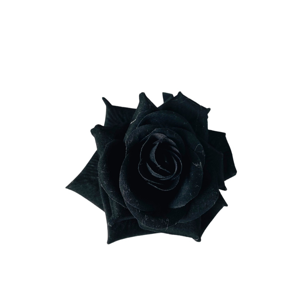 Flor Rosa Preta De Veludo Aveludada Para Cabelo Acessório Cigano