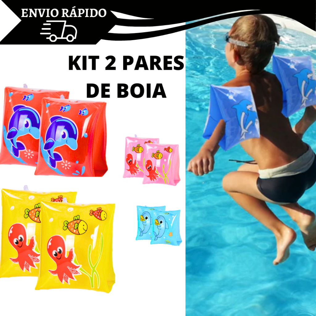 Kit 2 pares Boia de Braço Infantil Piscina Mar Verão Praia