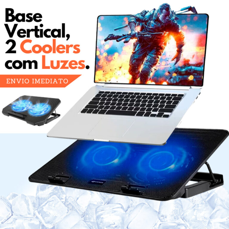 Suporte Para Notebook Com Cooler  e Luzes Apoio no
