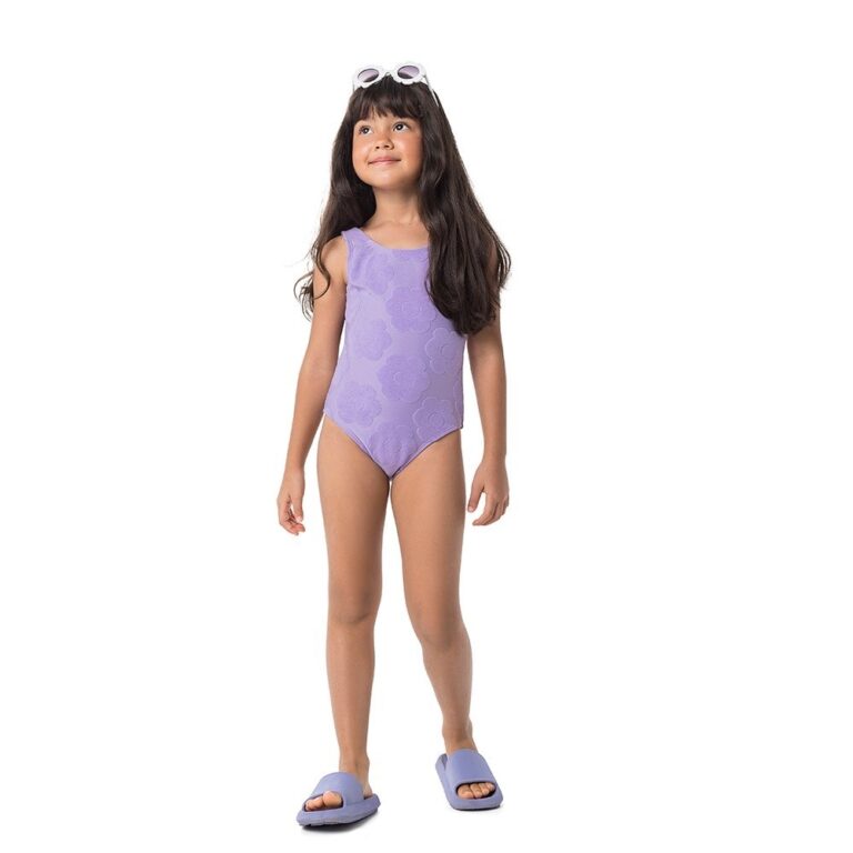 Maiô Infantil Menina com Proteção UV Lilás Ver