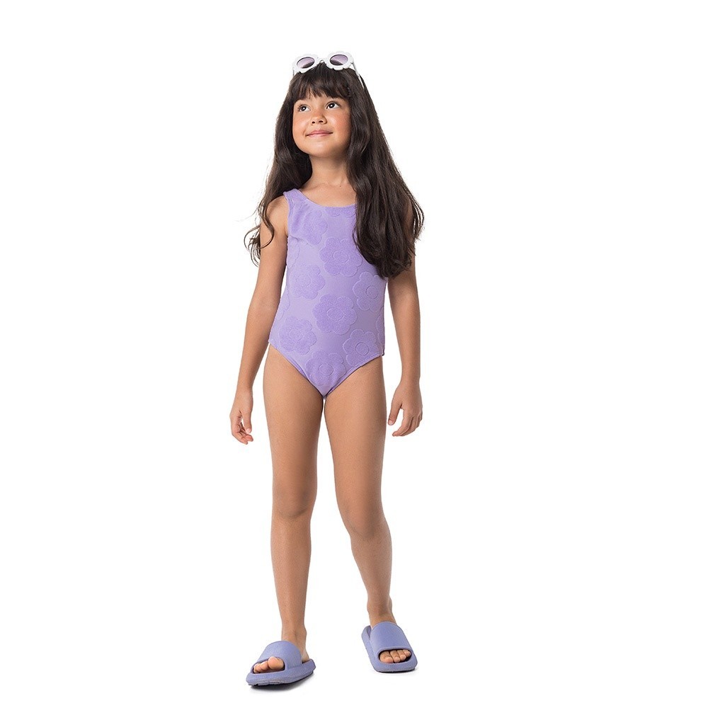 Maiô Infantil Menina com Proteção UV Lilás Verão Piscina Praia Malwee Presente de Natal