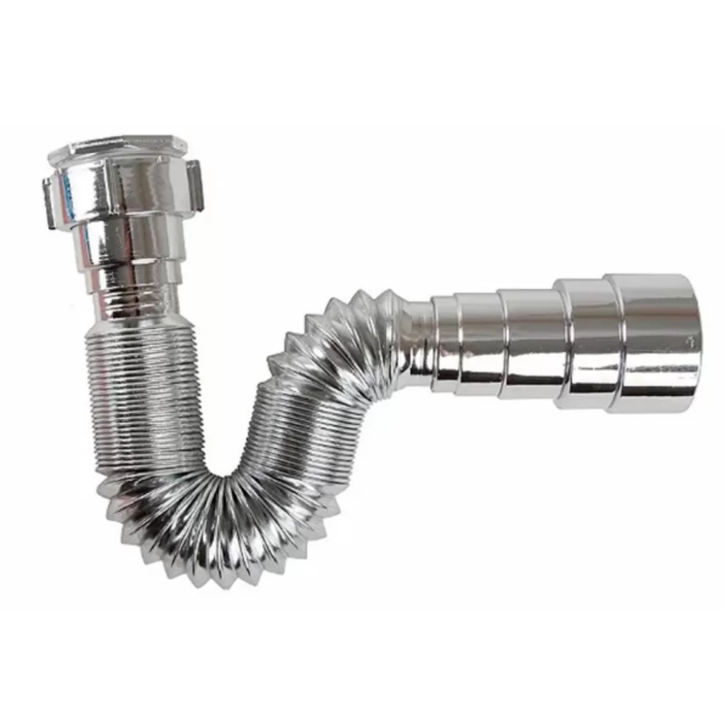 Sifão Cromado Metal Sanfonado de Pia Cuba Bancada Para Cozinha e Banheiro