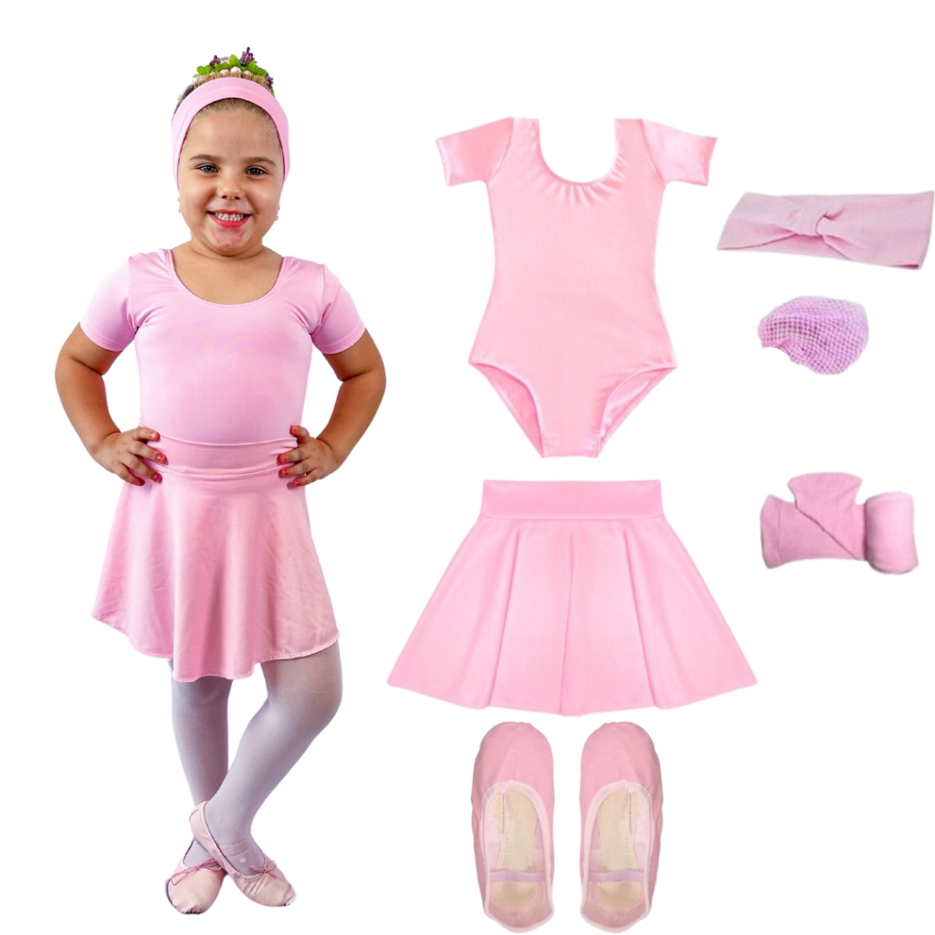 Kit Ballet Infantil 6 Itens Uniforme Bale Completo Rosa: LEIA A DESCRIÇÃO DO ANÚNCIO