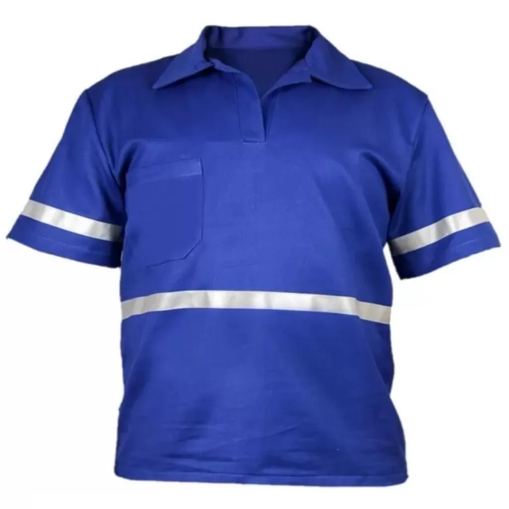 Camisa Brim Profissional Faixa Refletiva Manga Curta Italiana