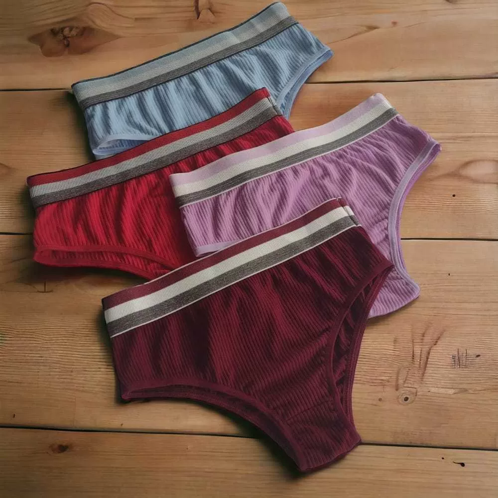 Kit 5/4/3/2/1 Calcinha Básica Canelada Cós Alto Algodão Lingerie Leve Feminina Confortável Barata