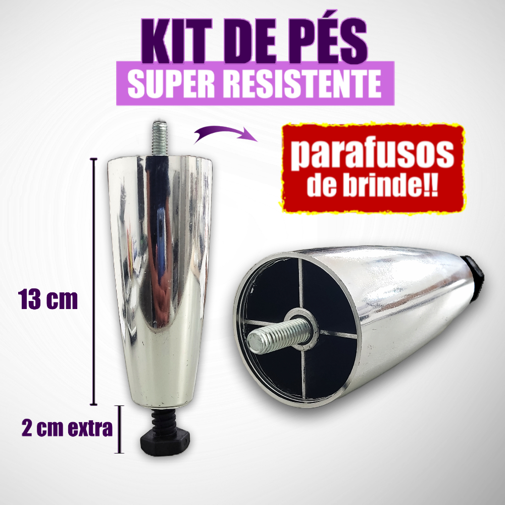 Pés Cama Box, Sofás e Poltronas 6 Unidades Metalizado De Luxo – 14