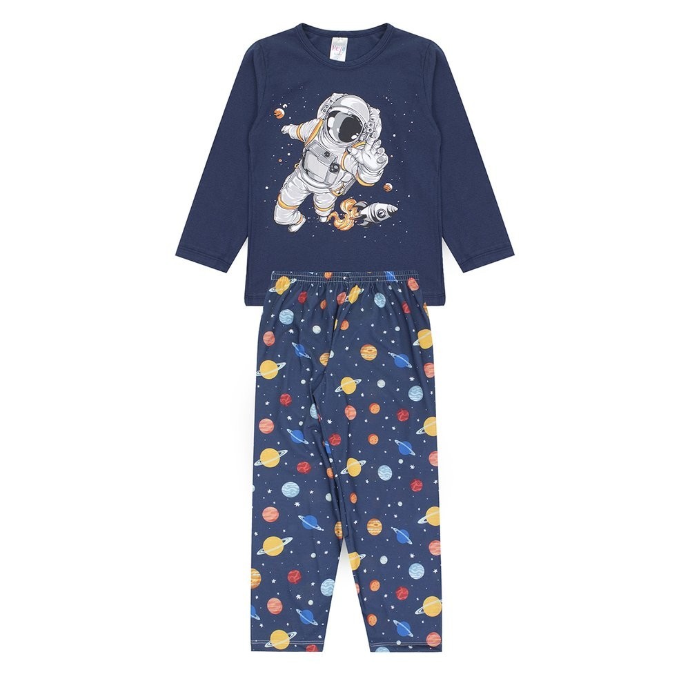 Pijama Infantil Masculino Inverno Astronauta – Hey Kids Azul