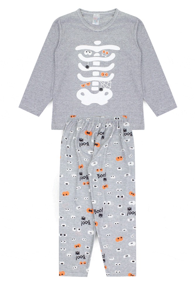 Pijama Infantil Masculino Inverno Esqueleto- Hey K
