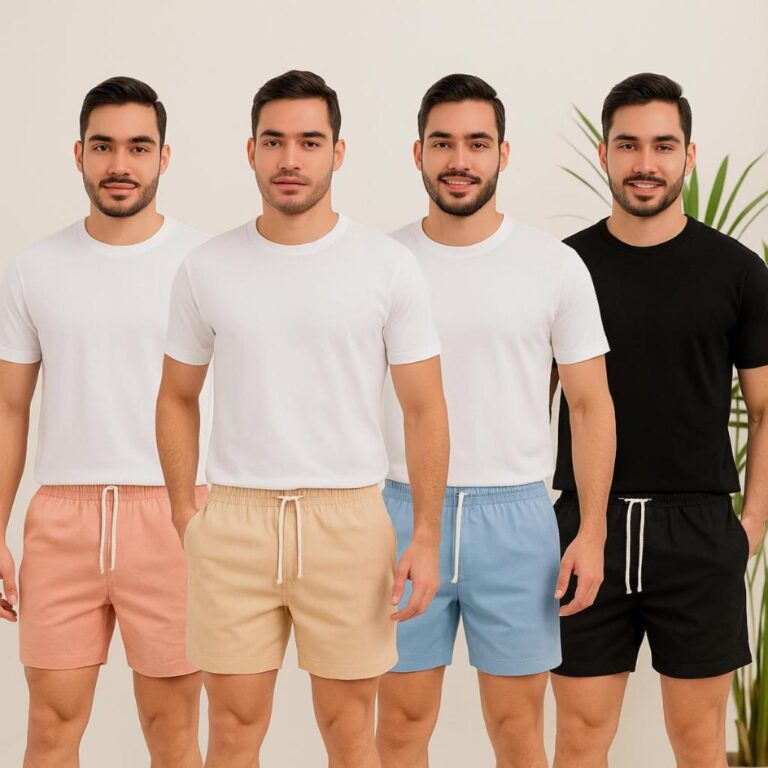 Kit com 4 Short Linho Masculino Bermuda Mauricinho