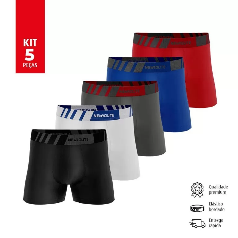 Kit 5 cuecas Box Boxer Masculina Microfibra do P a