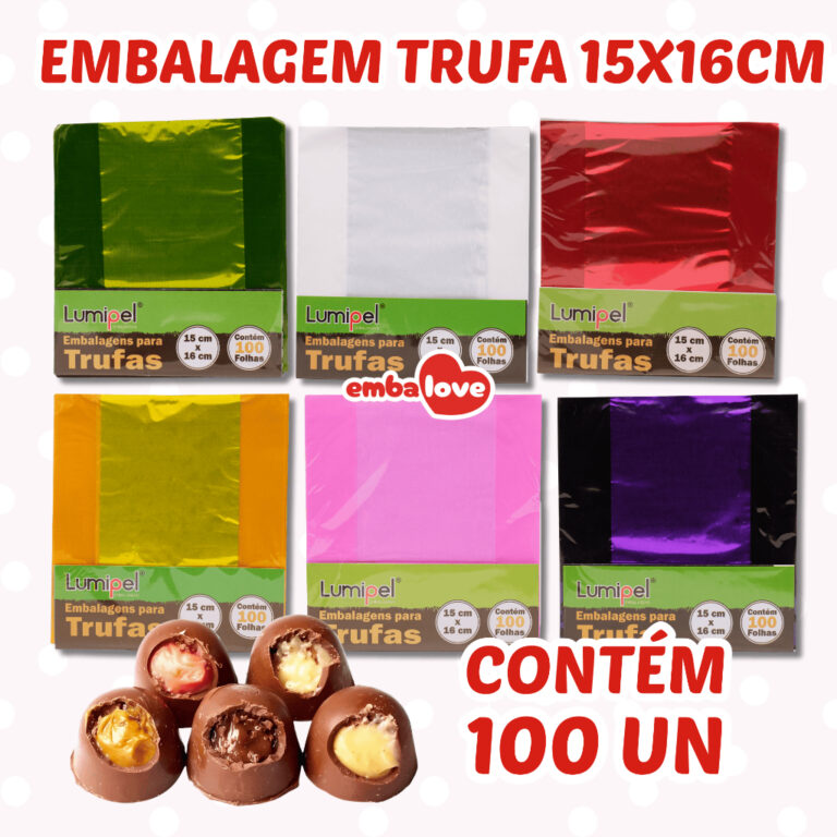 100 Embalagem para Trufa 15x16cm Lisos