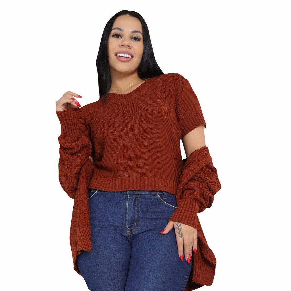 Twinset Tricot 2 Peças Casaquinho e Blusa Meia Estação Frio