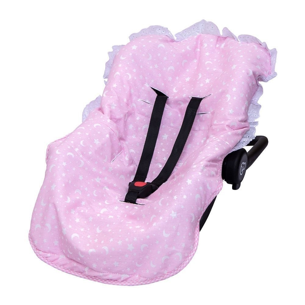 Capa Para Bebê Conforto Encanto Estrelinhas Rosa Claro