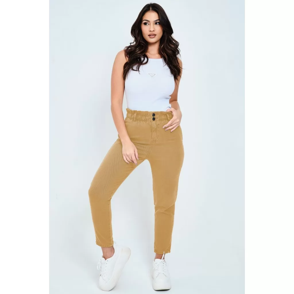 Calça Sarja Feminina Clochard Planet Girls Bege Médio