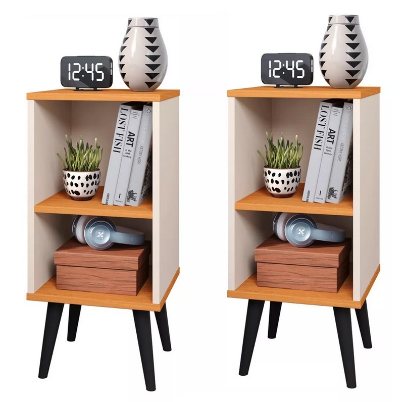 Kit 2 Mesa de Cabeceira ou Unitário para Quarto Charme Retrô Várias Cores Apoio de Cama Mesinha