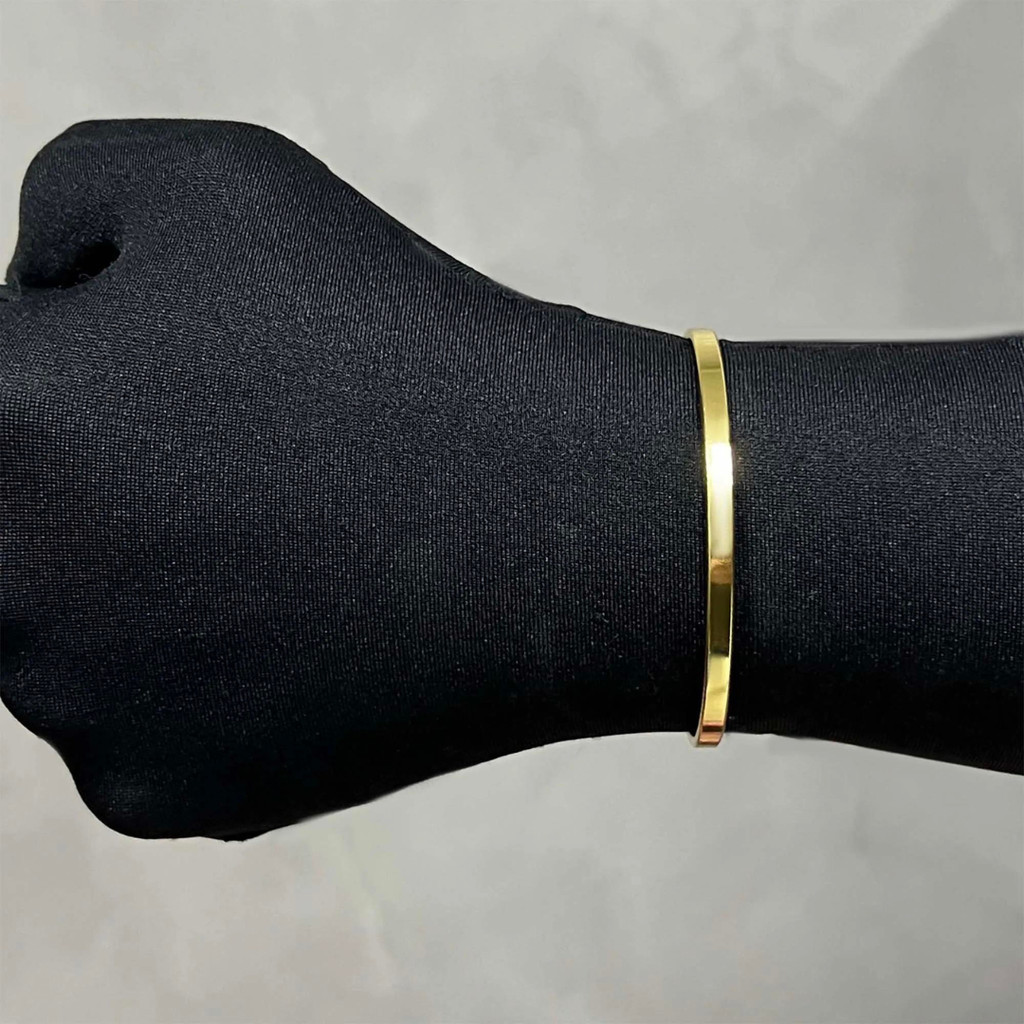 Bracelete Elegante Banhado em Ouro Liso Ajustável