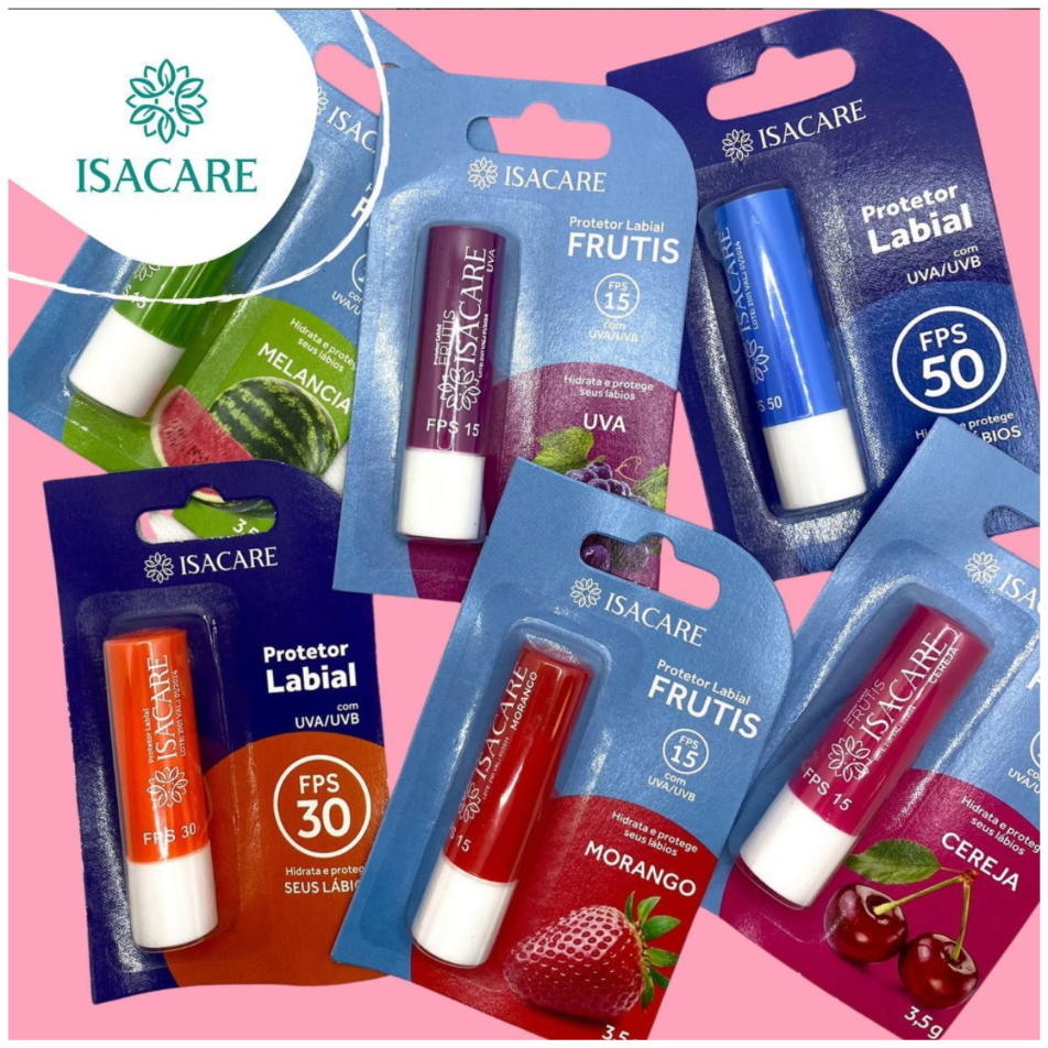 Protetor Labial Hidratante Fruits Fator 15 e 50 – Vários Sabores – Isacare
