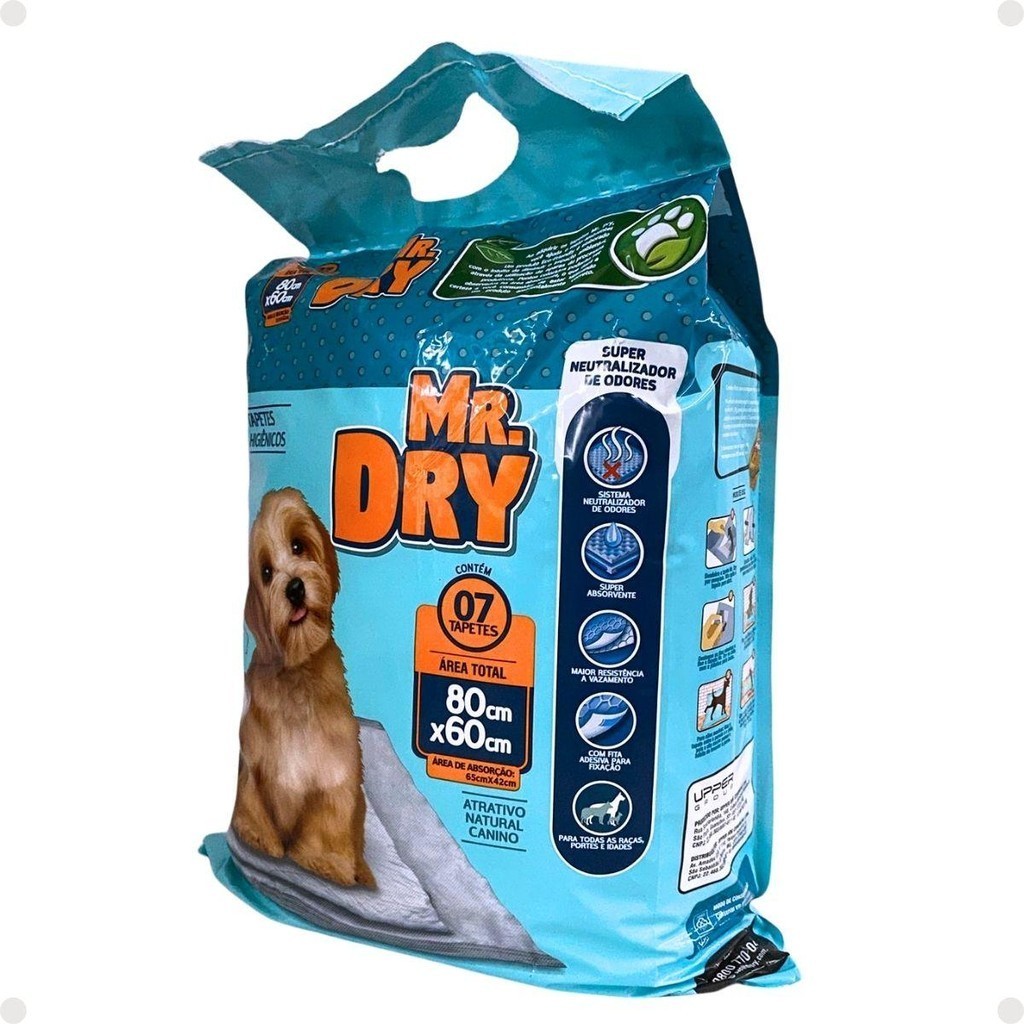 Tapete Higiênico Mr. Dry Com 7 Unidades 80cm x 60cm