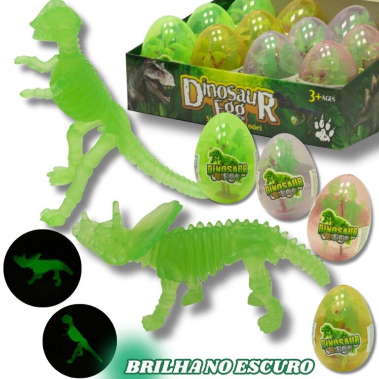 Ovo Surpresa Dinossauros Brilha no Escuro Infantil