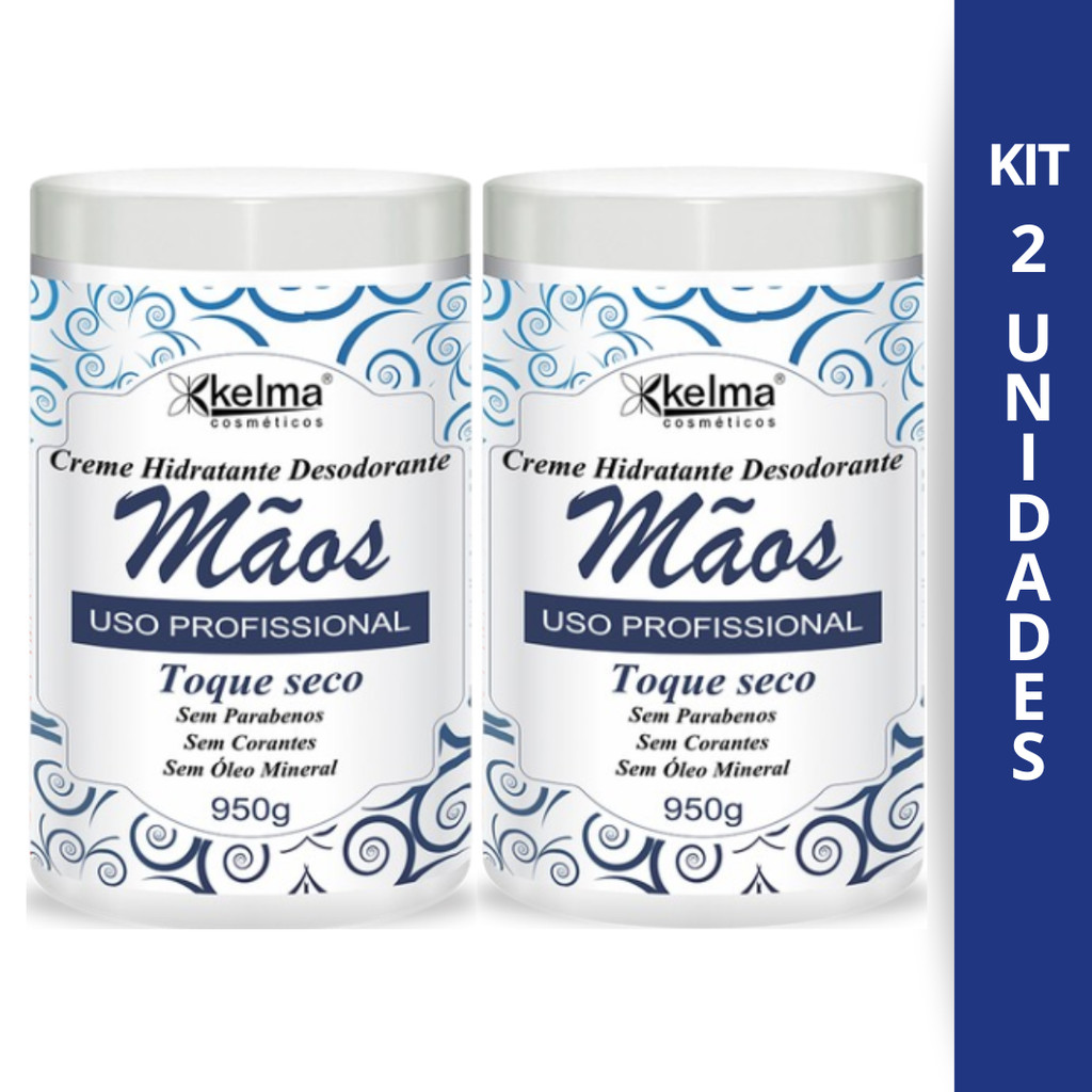 KIT COM 2 KELMA CREME HIDRATANTE DESODORANTE MÃOS 950G