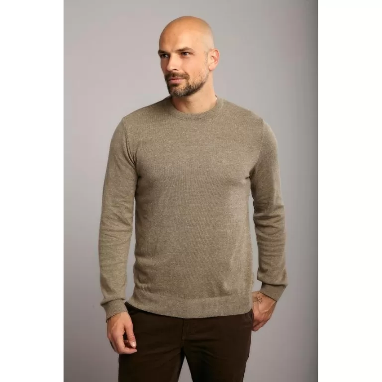Tricot Gola Careca Básico Liso – Khaki
