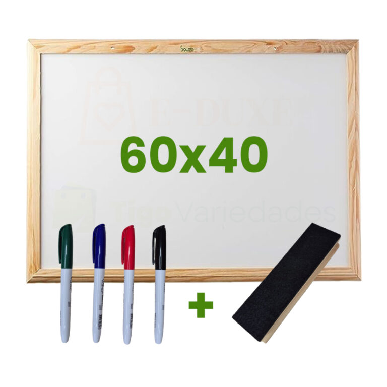 Quadro Lousa Escolar Branco 60×40 Moldura em 