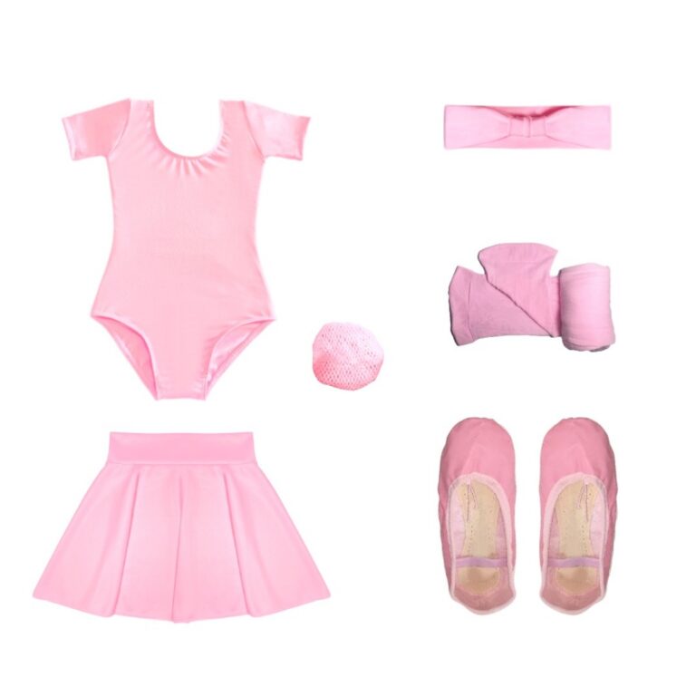 Kit Bailarina 6 Itens Collant Meia Manga