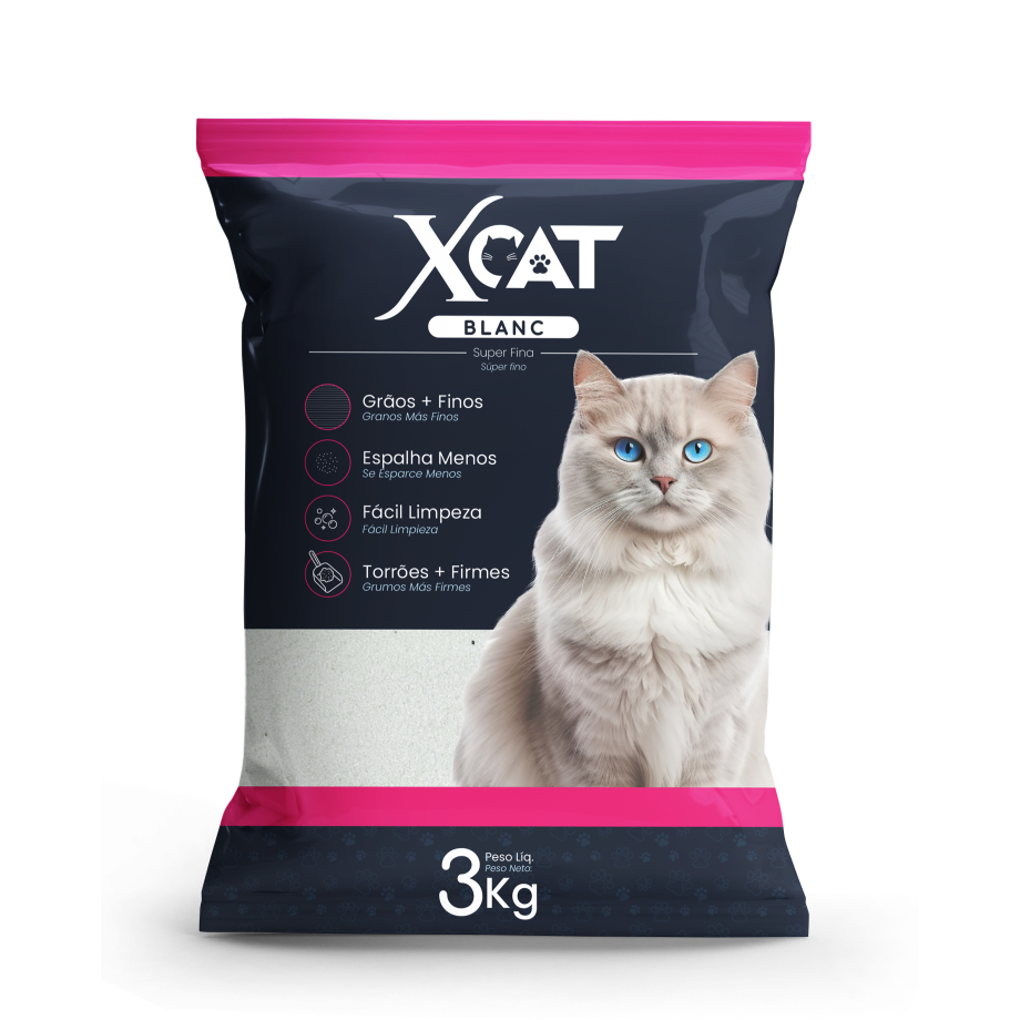 Areia para Gatos Xcat Blanc 3Kg – Fina, Branca e com controle de odores
