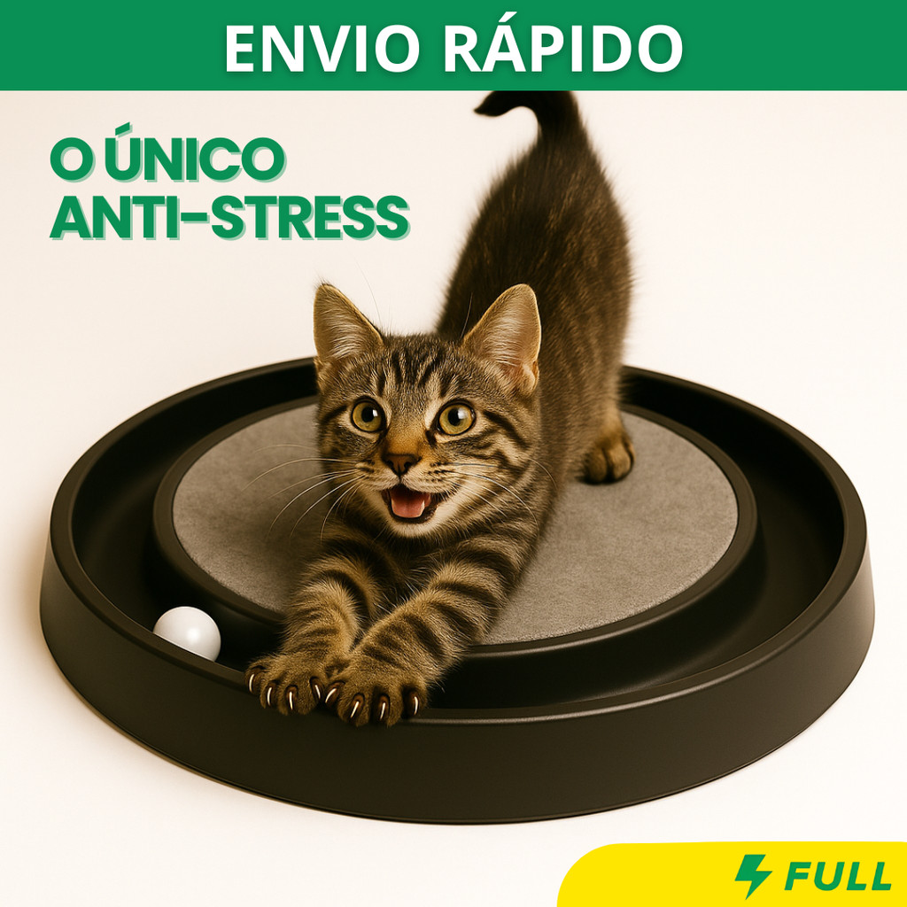 Arranhador para Gato Antiestresse Interativo com Bolinha Cat Relax Gatinho Cores Variadas
