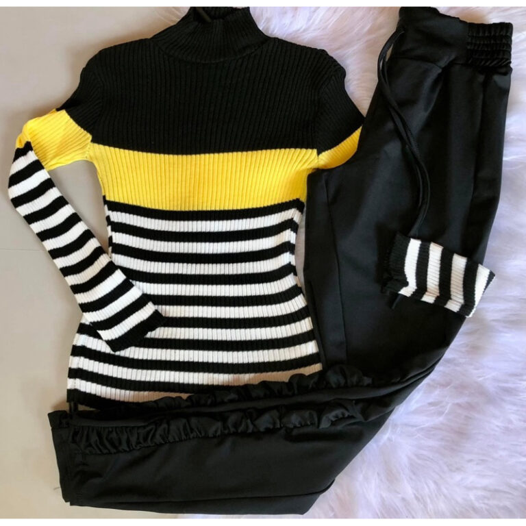 Blusa feminina tricô manga longa listrada