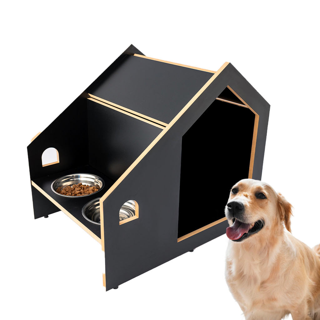 Casinha de Cachorros C Comedouro Duplo Premium Mobilia Casa