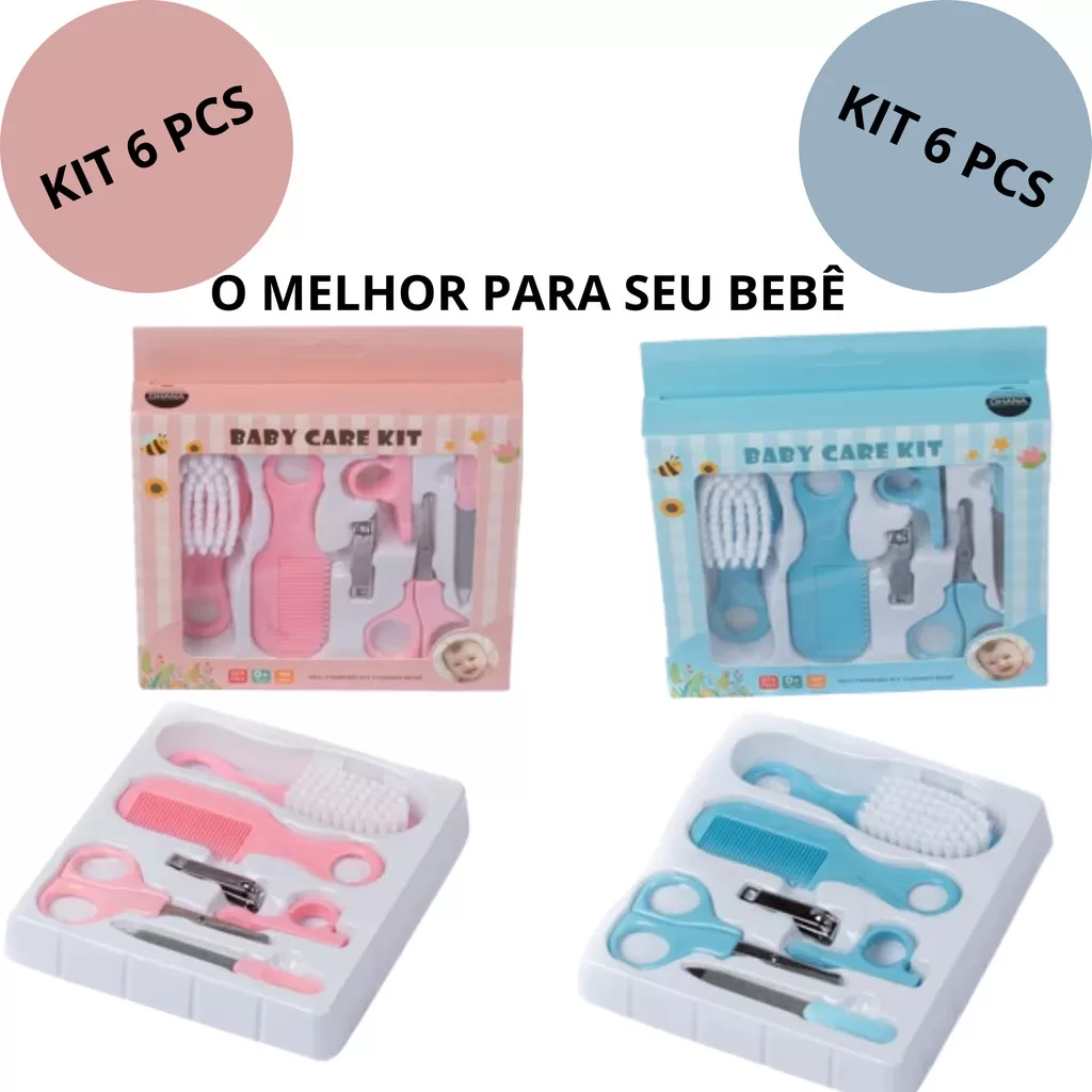 Kit 6 Peças Cuidados c/ Bebês Higiene Infantil Recém Nascidos