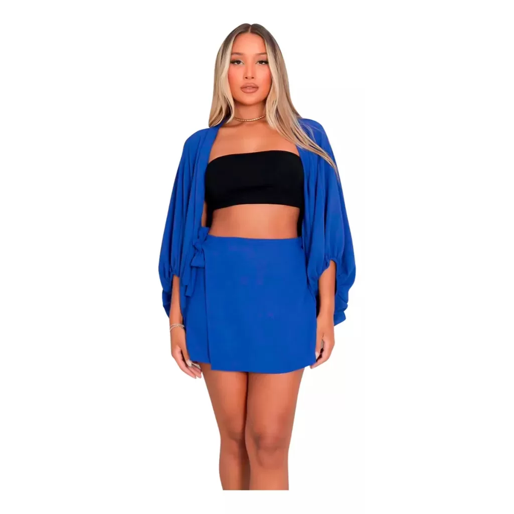 Conjunto Kimono Tecido Duna Não Amassa Kit 2 Peças Conjuntos