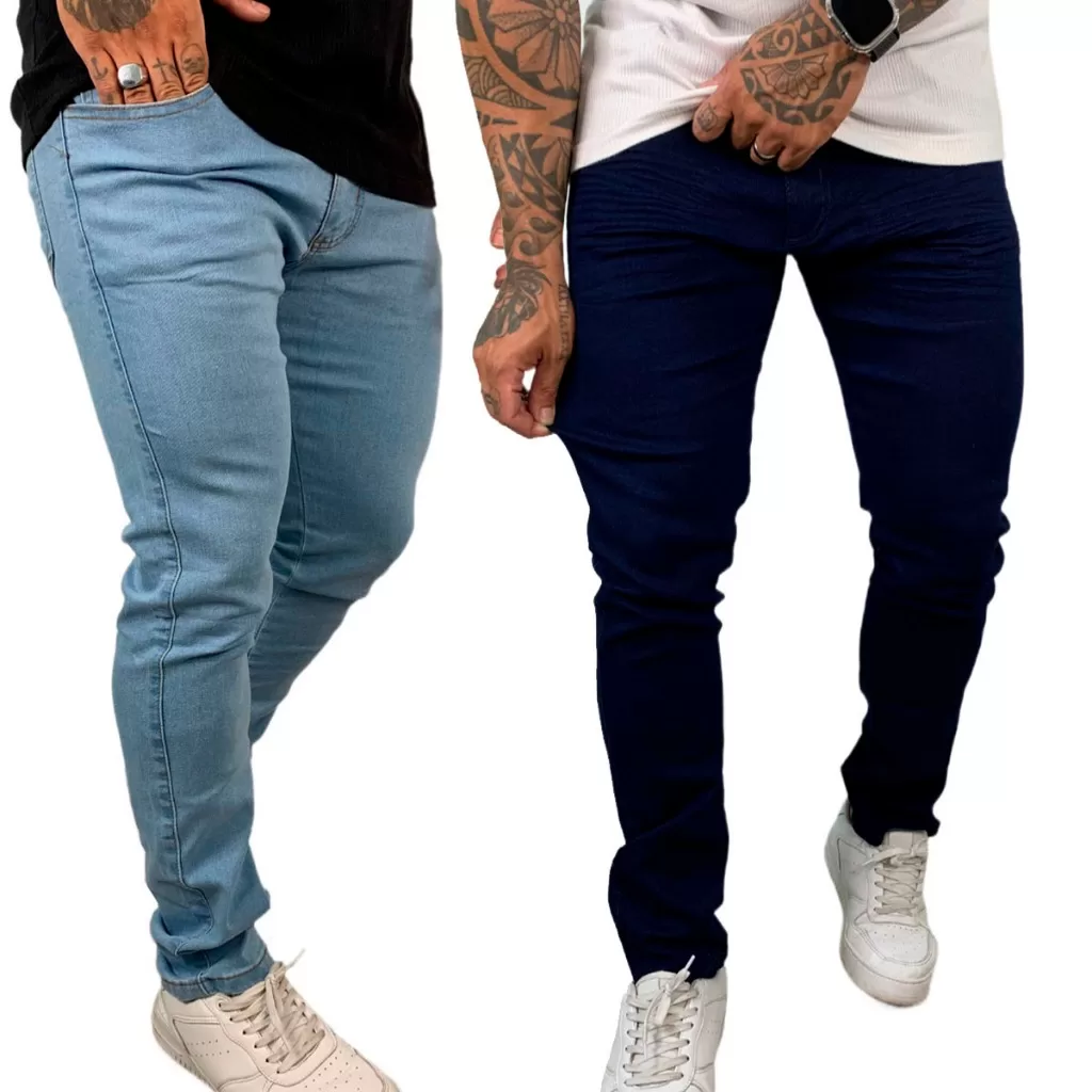 Kit Calças Masculina Jeans Slim Lisa Básica Com Lycra Premium A- 110/151