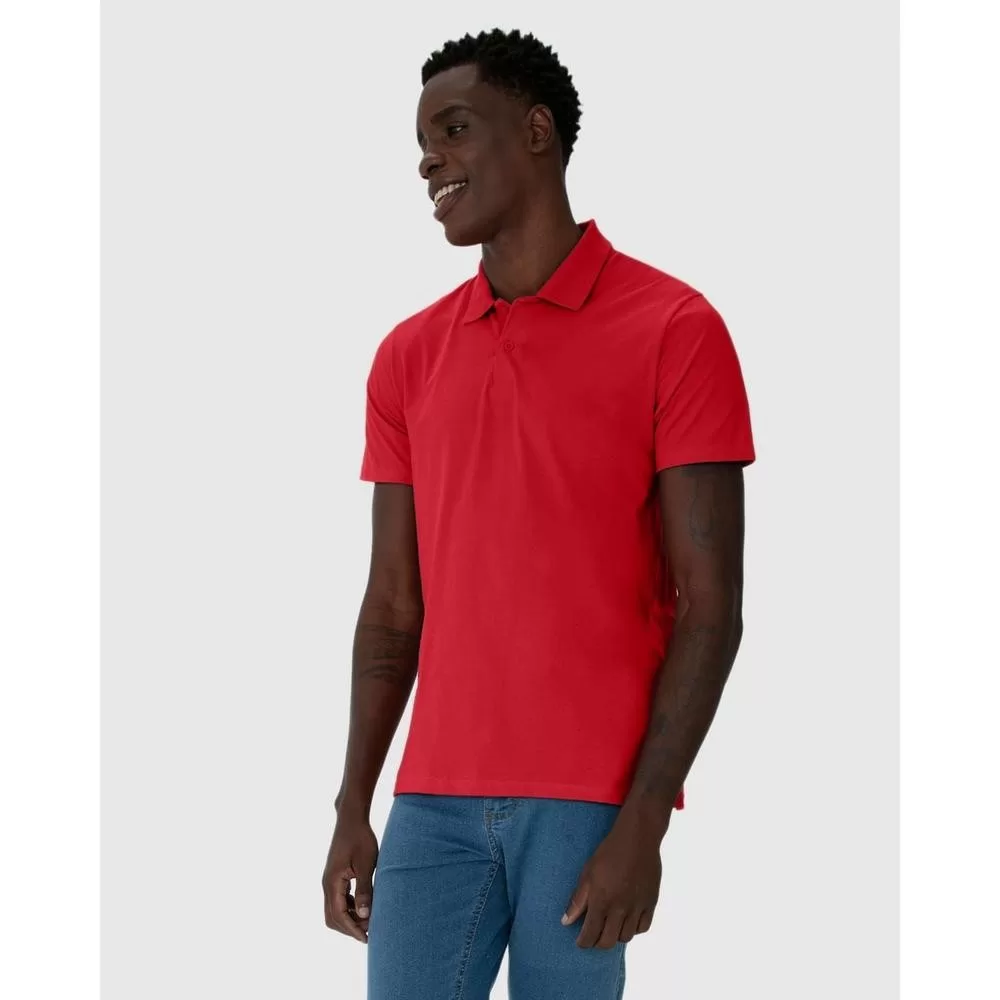 Camisa Polo Básica Masculina Peitilho Frontal Em Algodão