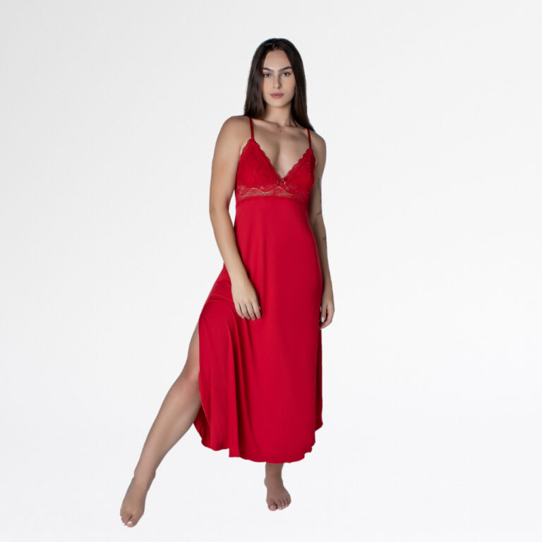 Camisola Longa Nadador Renda Luxo Alças Cruzadas 
