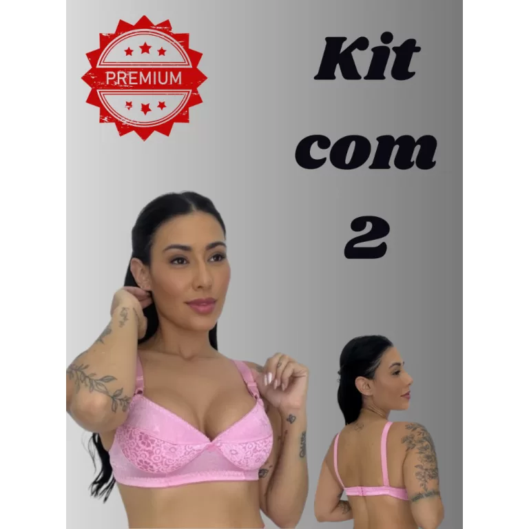 Kit 2 Sutiãs feminino Reforçado Lycra e Renda Ro