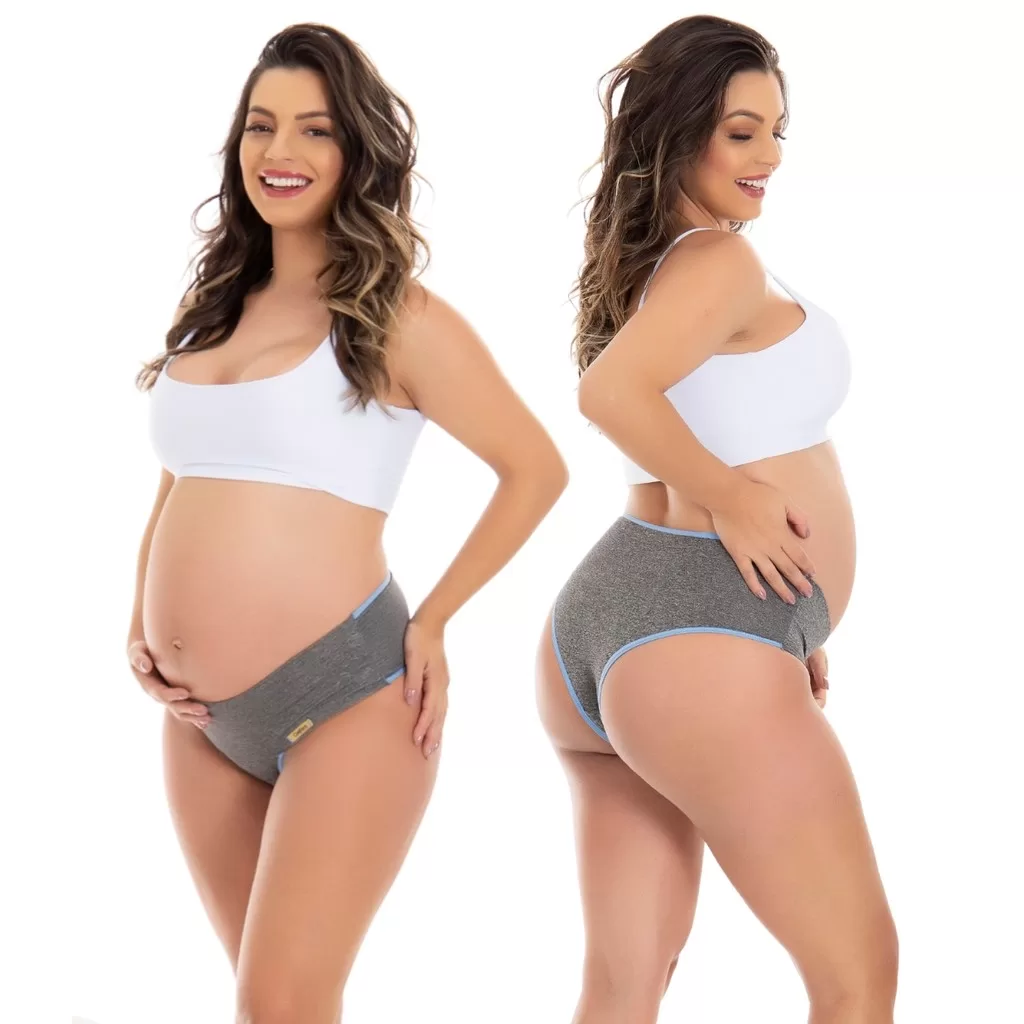 Kit 5 Calcinha Gestante Modeladora Cós Alto Feminina Microfibra Compressão