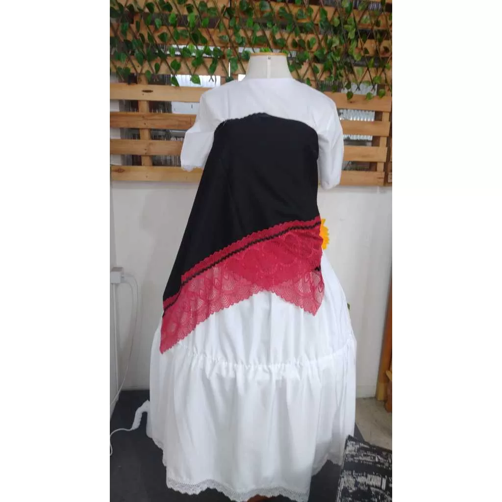 Pano da costa preto com renda vermelho GP53