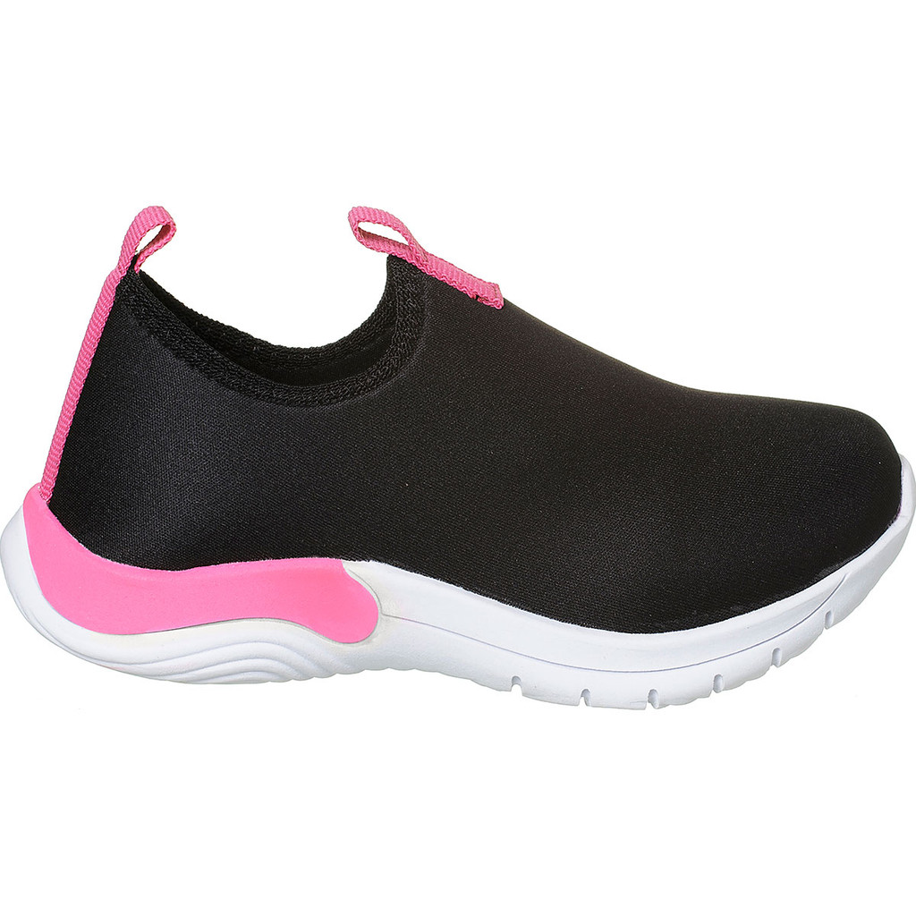 Tênis Infantil Feminino Menina Calce Fácil Super Leve Escolar Preto/Pink