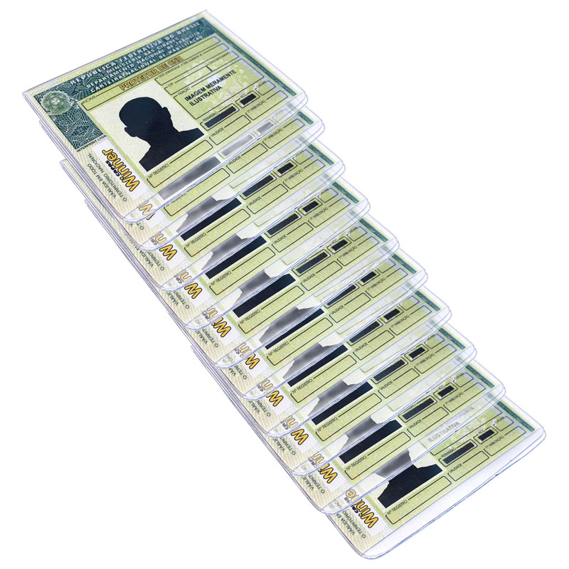 Kit 10 Suporte Capa CNH Feminina Acrilico Resistente Cartão Protetor de Documento Top