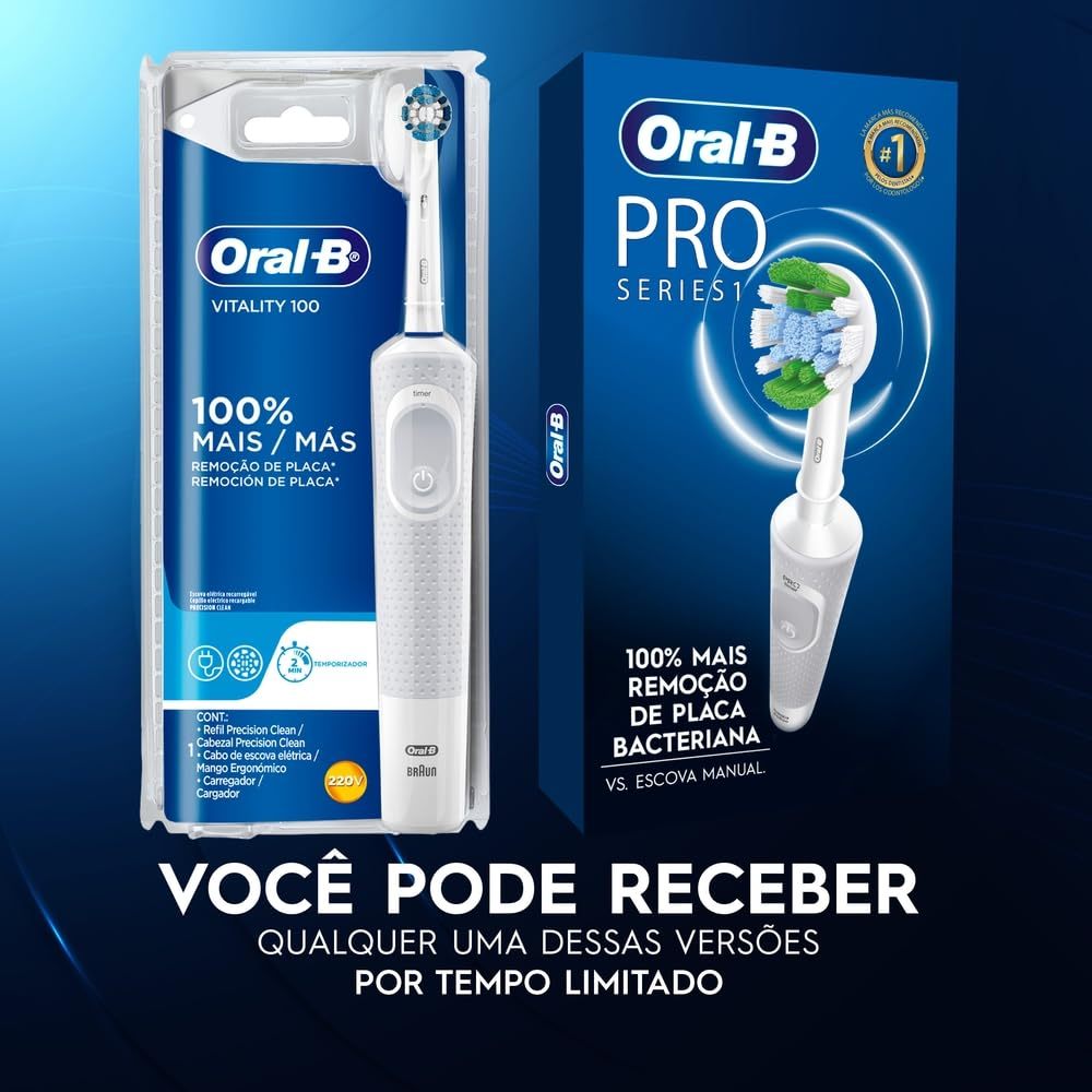 Escova de Dentes Elétrica Oral-B VITALITY 100 com Cabeça Redonda opções 127V e 220V