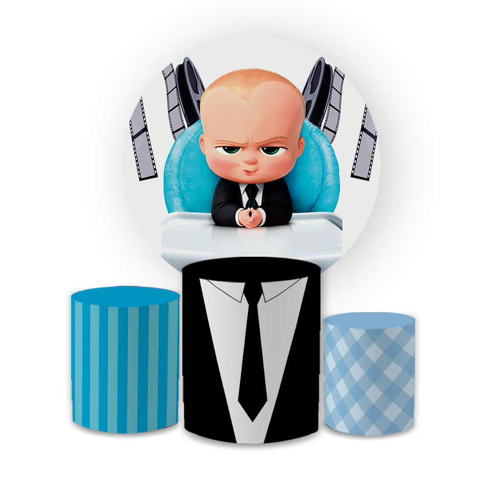 Kit Capa Painel Redondo 1,5 + Trio Cilindros Decoração Tecido Sublimado Veste Facil Tema Poderoso