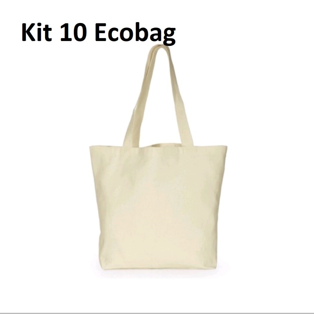 KIT 10 ecobag 32×38 cm GRANDE  lisa em algodão cru Ecológica pré – encomenda