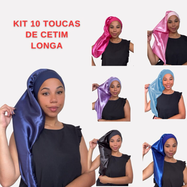 kit 10 unidades Touca de Cetim Longa Toca de Cetim